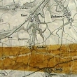 Satalice a okol� kolem r.1870. Jak je vid�t, na m�stech dne�n�ch skal kudy jde �elezni�n� tra� jsou je�t� pole.
