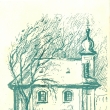Kaplika na pohlednici , kresba A.Vitkov