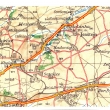 Satalice na map� z r.1940. Na map� je je�t� zakreslen most, kter� vedl p�es �eleznici do Po�ernic