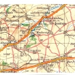 Satalice na map z r.1940. Na map je jet zakreslen most, kter vedl pes eleznici do Poernic